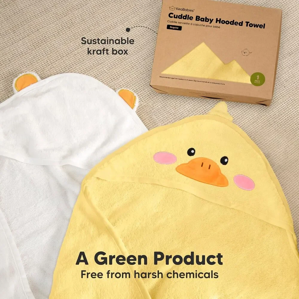 New Keababies Hooded Baby Yellow Duck Bath Towel For Newborn Bamboo Viscose